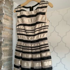 Marciano striped midi dress in black and beige